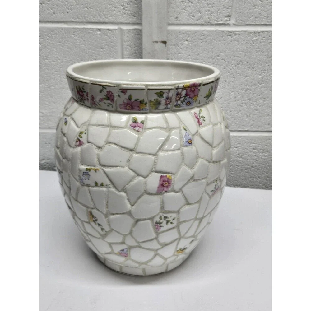 Mosaic Tile Vase Vintage 9.75